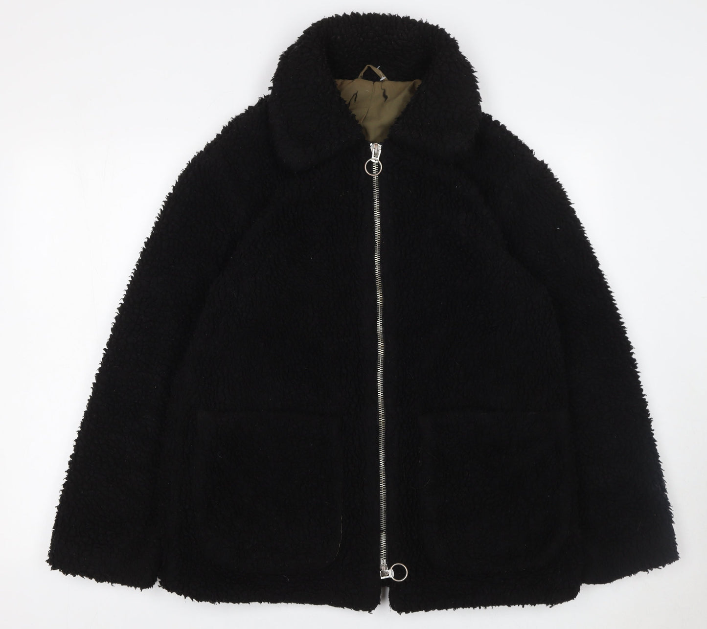 Topshop Women’s Black Teddy Fleece Zip Jacket Size 10