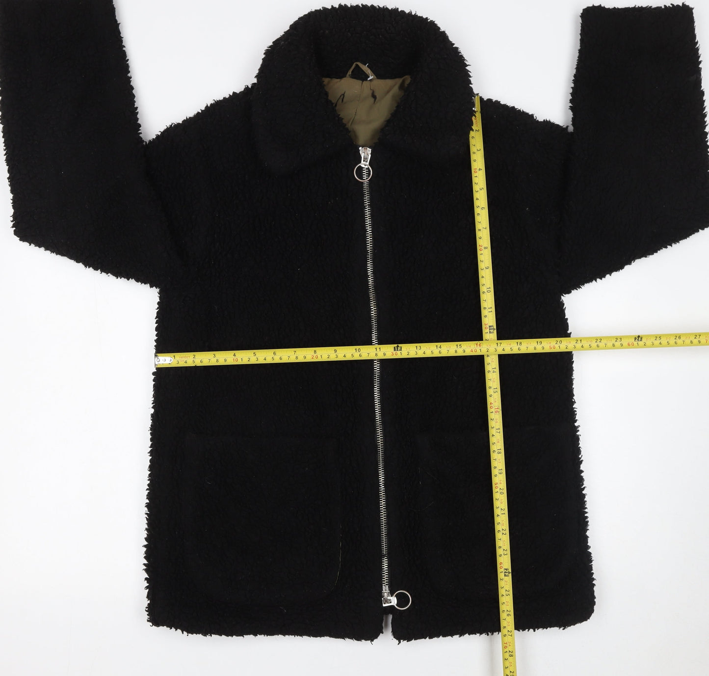 Topshop Women’s Black Teddy Fleece Zip Jacket Size 10