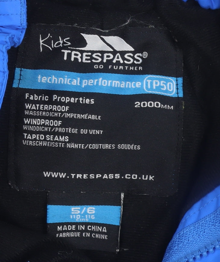 Trespass Boys Blue Snow Pants 5 Years Waterproof Winter Trousers