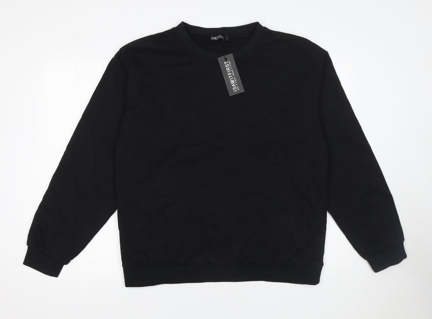 I Saw It First Womens Black L Pullover Sweatshirt Cotton Blend