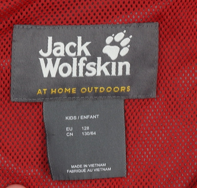 Jack Wolfskin Boys Blue Hooded Waterproof Rain Coat Jacket 8 Years