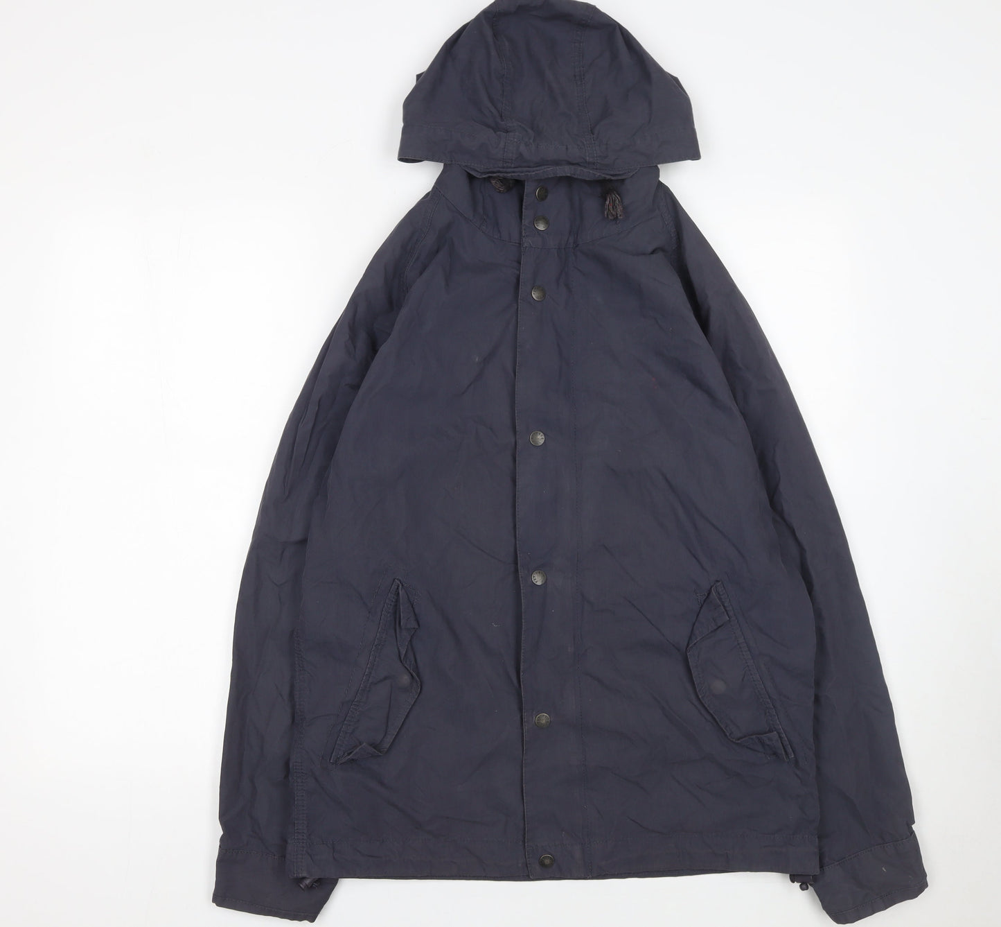 Fat Face Womens Blue Hooded Parka Jacket Size S Cotton Blend