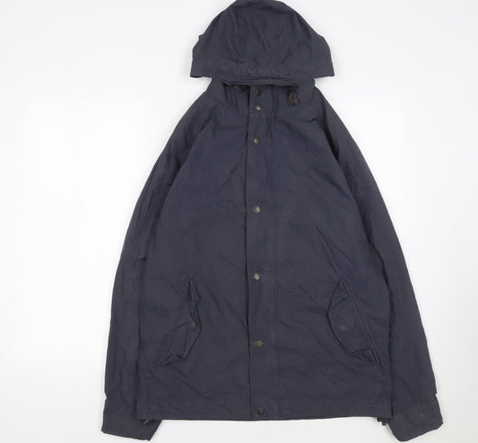 Fat Face Womens Blue Hooded Parka Jacket Size S Cotton Blend