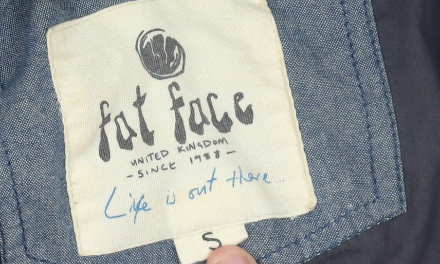 Fat Face Womens Blue Hooded Parka Jacket Size S Cotton Blend