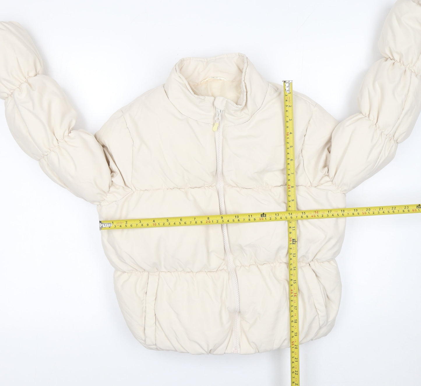 Matalan Girls Ivory Puffer Jacket 13 Years Short Zip Winter Coat