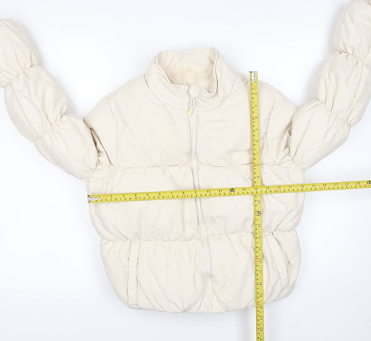 Matalan Girls Ivory Puffer Jacket 13 Years Short Zip Winter Coat