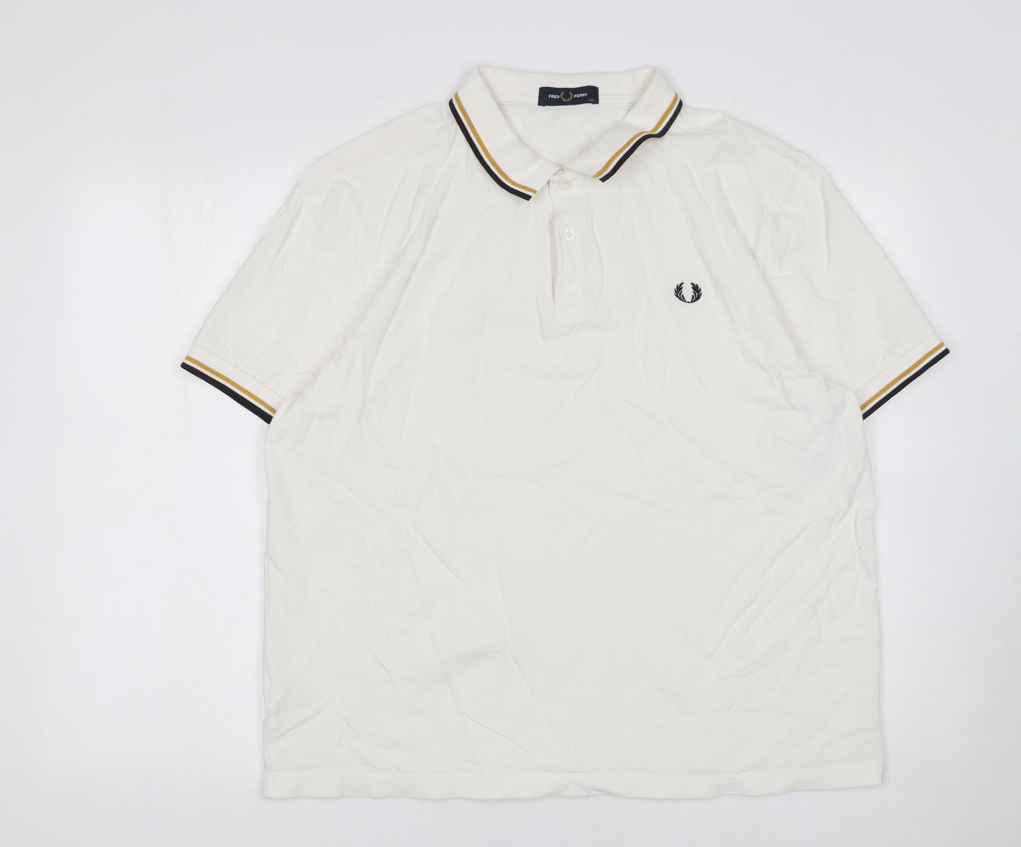 Fred Perry Men's White 2XL Cotton Polo Shirt with Tipped Collar
