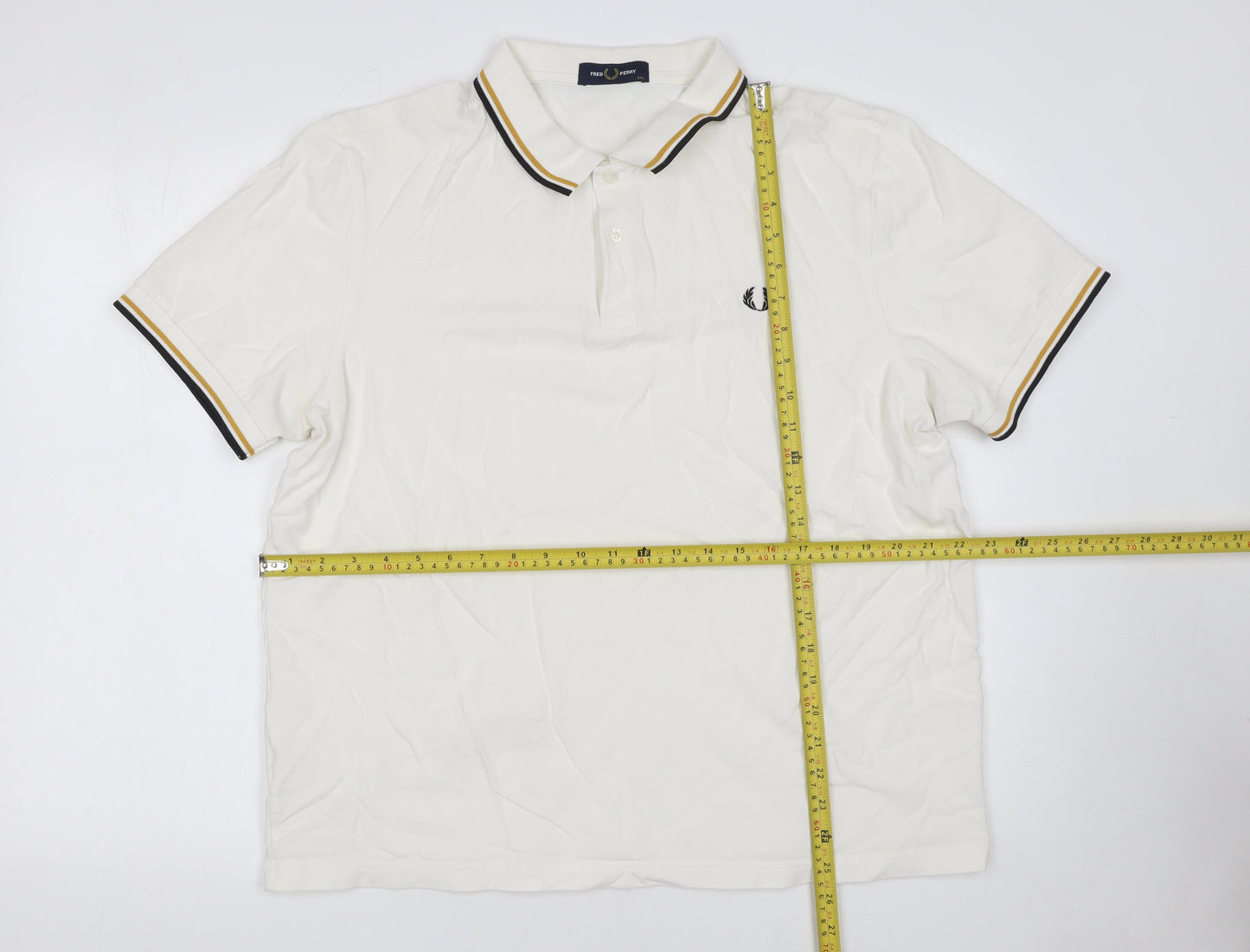 Fred Perry Men's White 2XL Cotton Polo Shirt with Tipped Collar