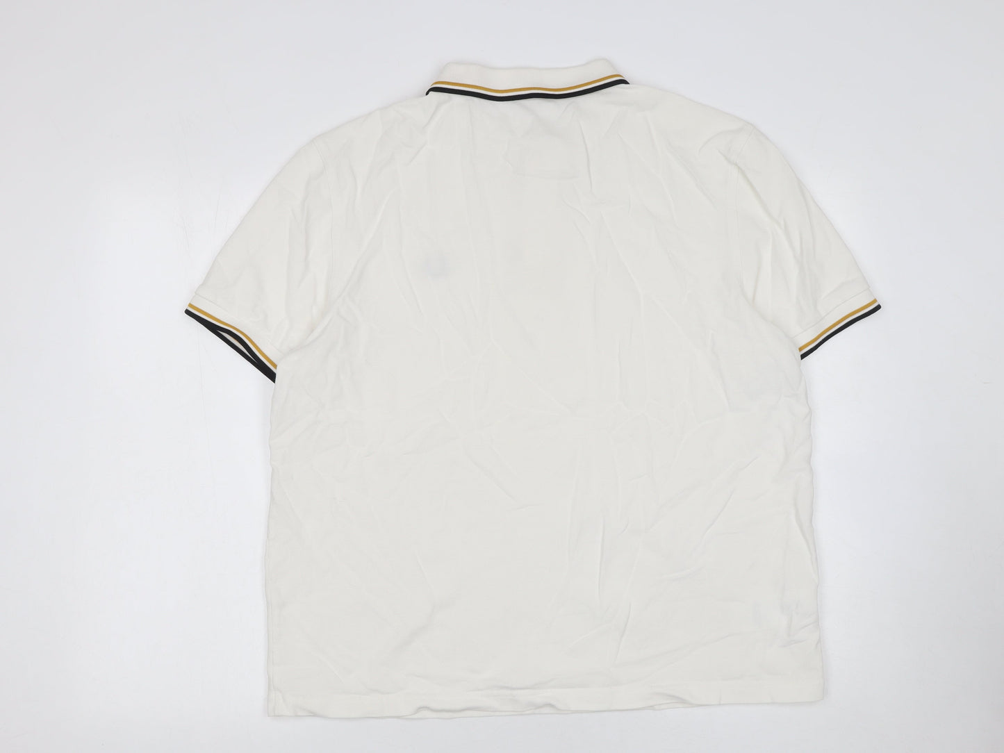 Fred Perry Men's White 2XL Cotton Polo Shirt with Tipped Collar