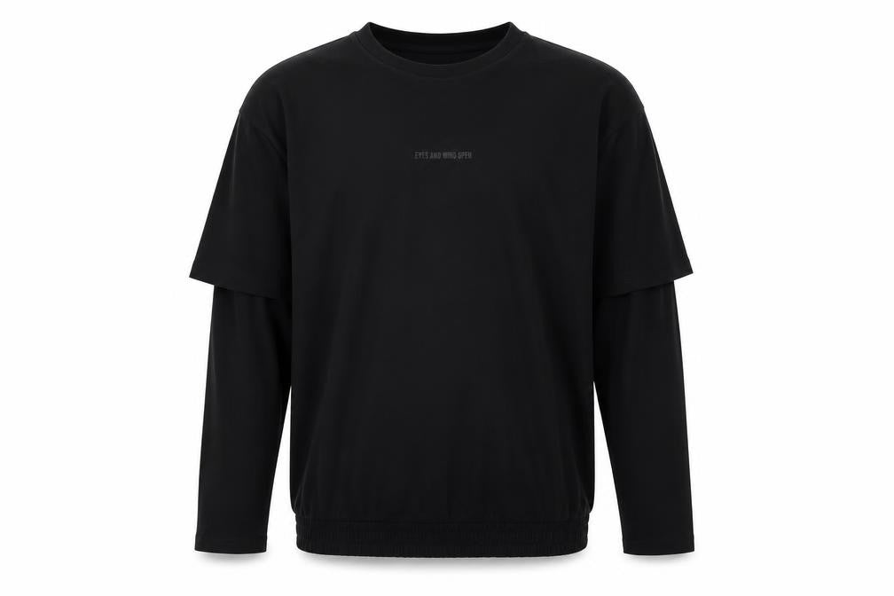 Zara Men's Black Long Sleeve Crew Neck Graphic T-Shirt XL