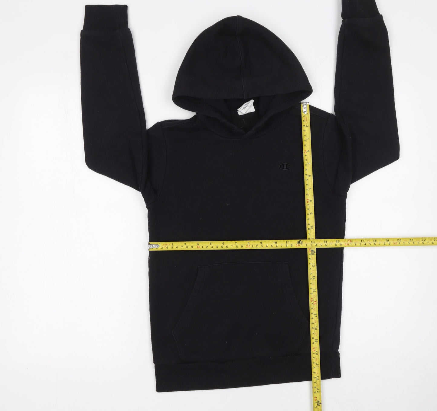 Champion Boys Black Hoodie Size 11-12 Years Pullover Cotton Blend Sweatshirt