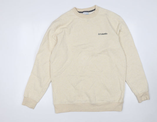 Columbia Men Beige Cotton Blend Crew Neck Sweatshirt M