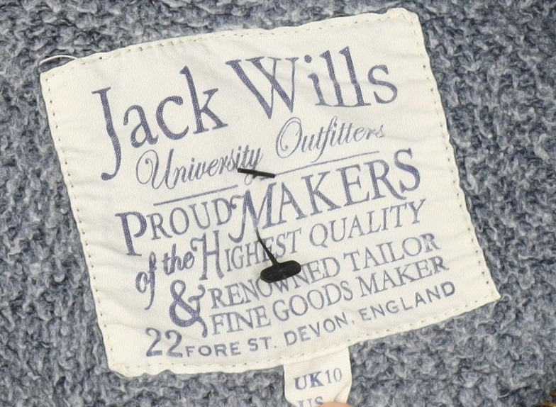 Jack Wills Womens Blue Full Zip Hoodie UK 10 Cotton Blend Casual
