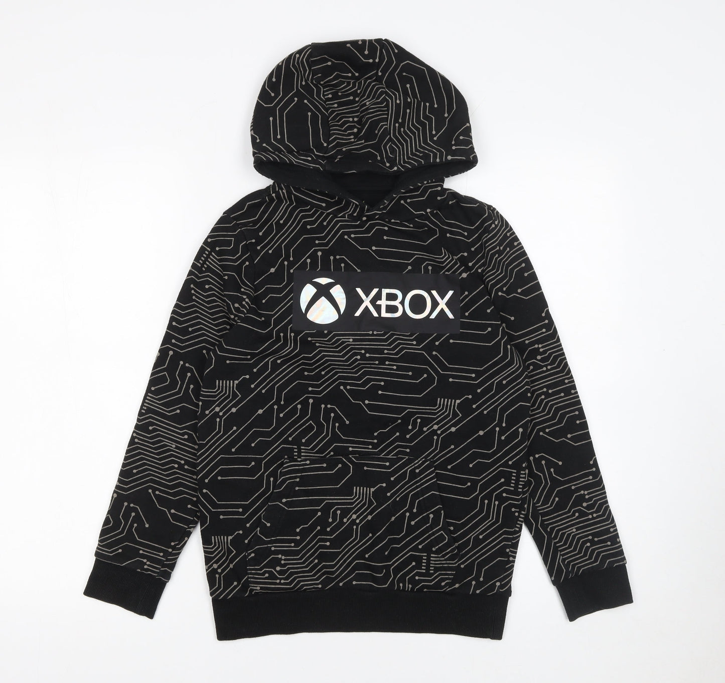 F&F Boys Black Xbox Pullover Hoodie 10-11 Years Graphic Gamer Sweatshirt