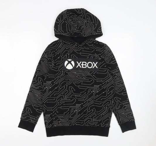 F&F Boys Black Xbox Pullover Hoodie 10-11 Years Graphic Gamer Sweatshirt