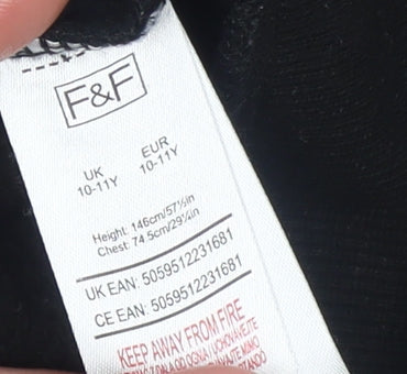 F&F Boys Black Xbox Pullover Hoodie 10-11 Years Graphic Gamer Sweatshirt