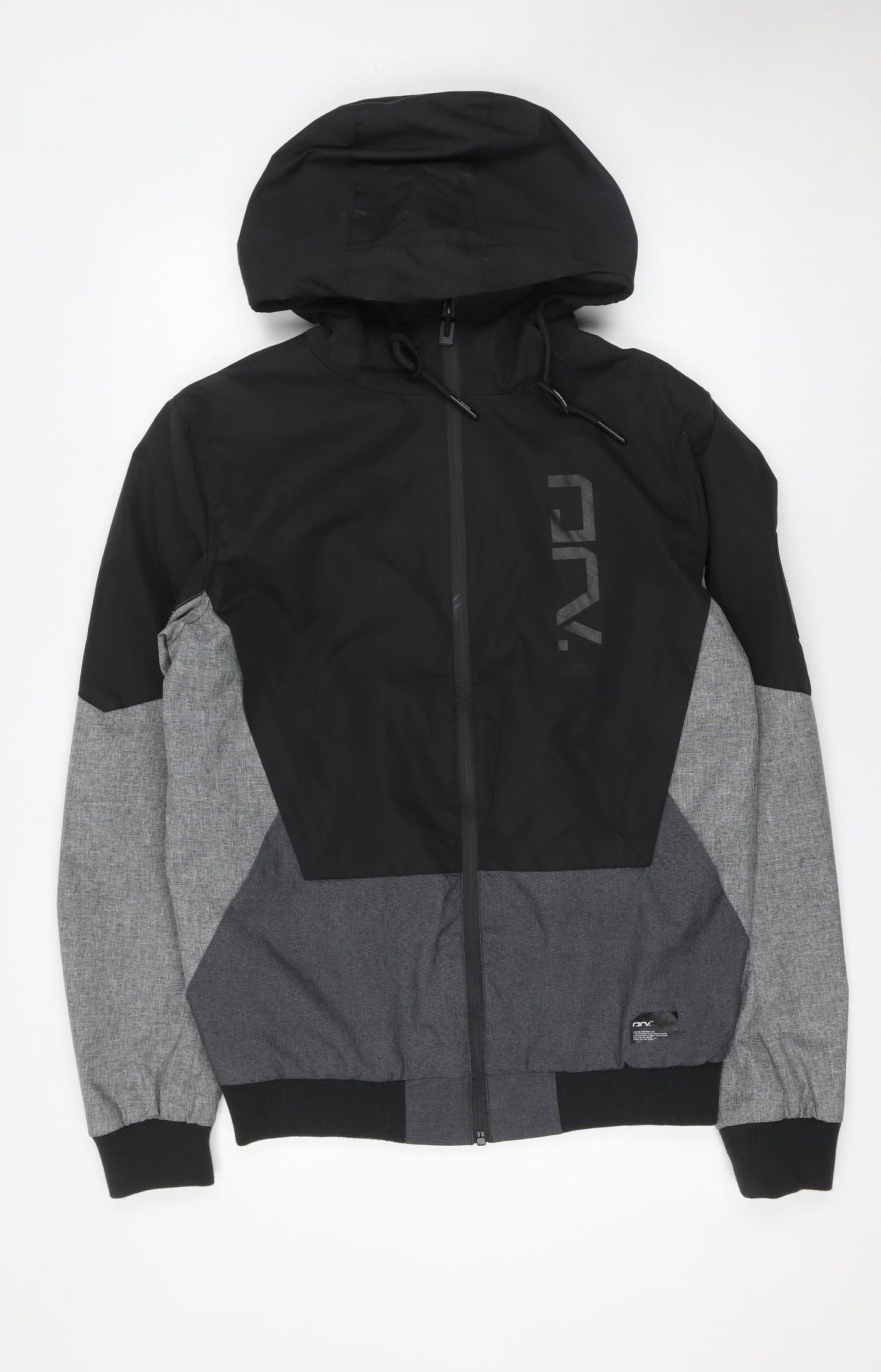 DRV Men’s Grey Windbreaker Hooded Full Zip Jacket Size M