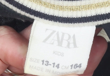 Zara Girls Black Mickey Mouse Bomber Jacket 13-14 Years