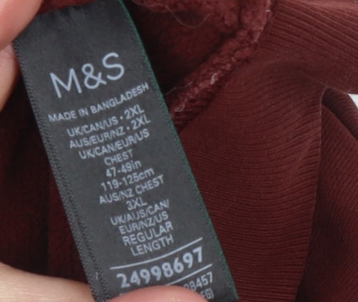Marks and Spencer Men’s Red 2XL Full Zip Cotton Sweatshirt