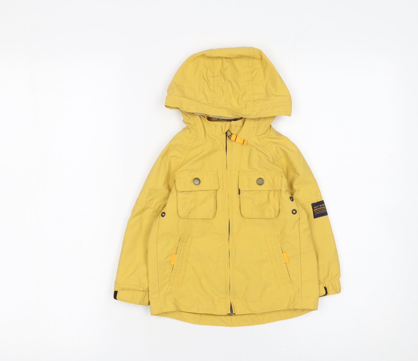 Next Boys Yellow Hooded Parka Jacket 2 Years Lined Cotton Nylon Spring Coat