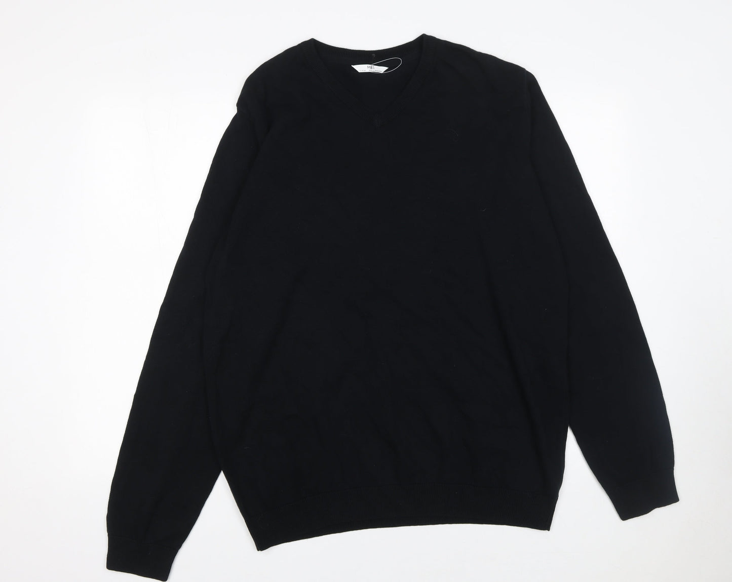 Marks and Spencer Boys Black V-Neck Cotton School Uniform Jumper 17-18 Years