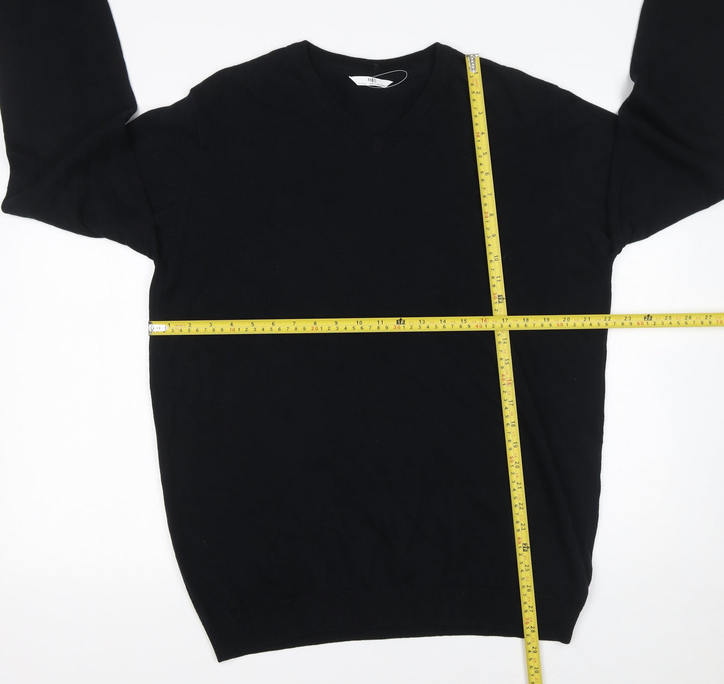 Marks and Spencer Boys Black V-Neck Cotton School Uniform Jumper 17-18 Years