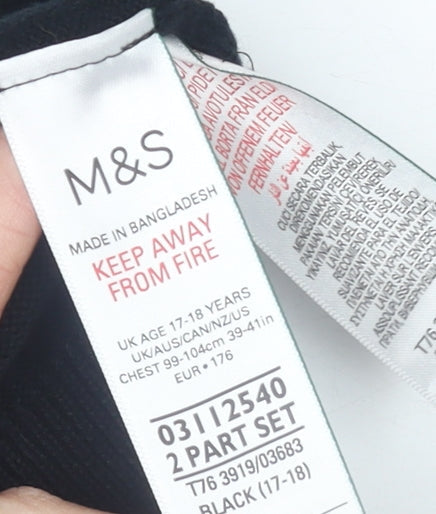 Marks and Spencer Boys Black V-Neck Cotton School Uniform Jumper 17-18 Years