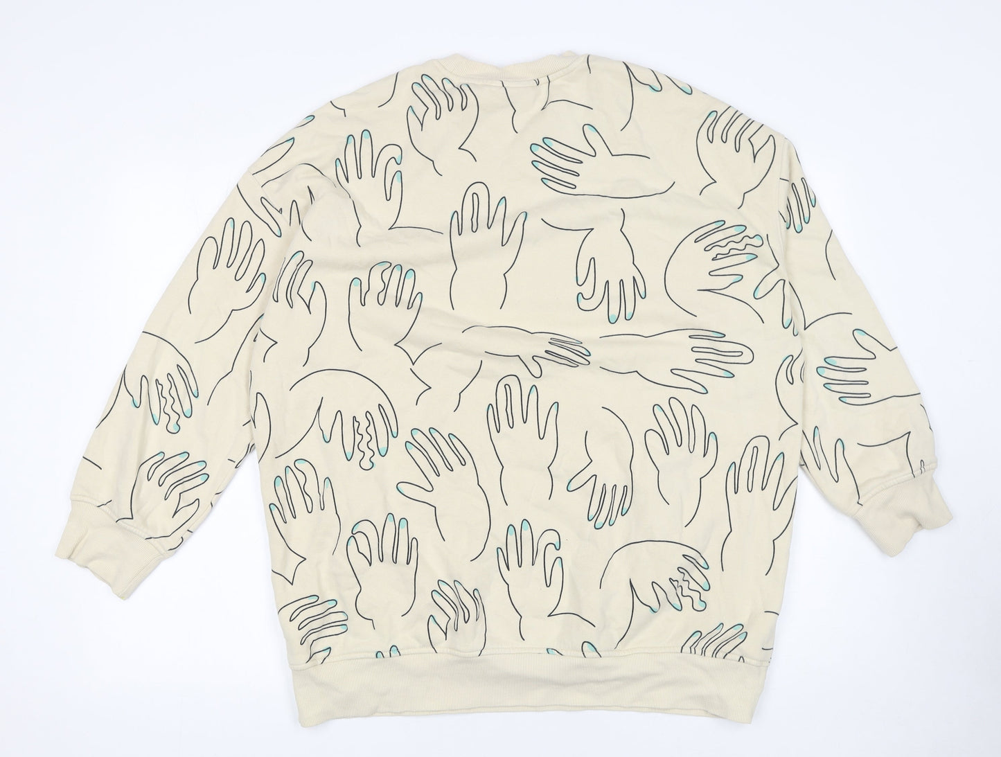 Monki Womens Beige Graphic Hand Print Sweatshirt XXS