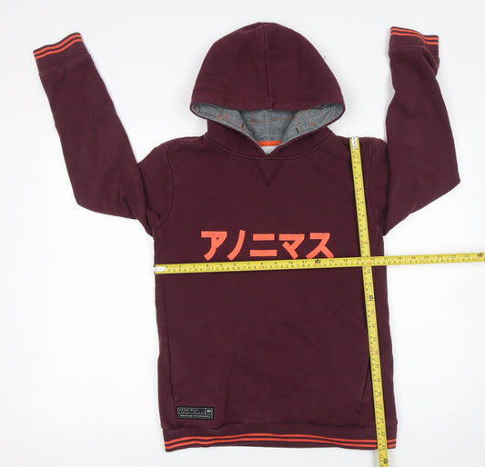 Anonimasu Unisex Kids Red Hoodie 11-12 Years Japanese Graphic Pullover