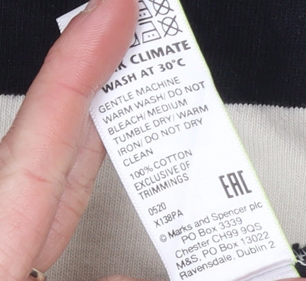 Marks and Spencer Boys Black Striped Long Sleeve Gaming Polo Shirt 15-16 Years