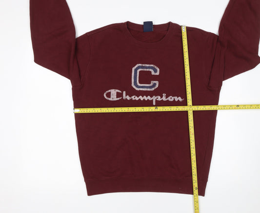 Champion Women’s Burgundy Pullover Sweatshirt Medium Cotton Blend Graphic Logo