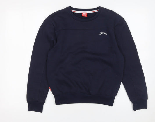 Slazenger Boys Navy Blue Sweatshirt 9-10 Years Crew Neck Cotton Blend