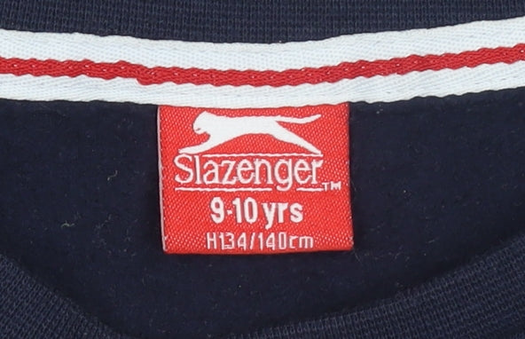 Slazenger Boys Navy Blue Sweatshirt 9-10 Years Crew Neck Cotton Blend