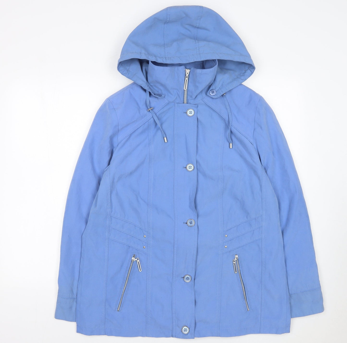 Cotswold Collections Women's Blue Hooded Mid-Length Rain Jacket Size 14