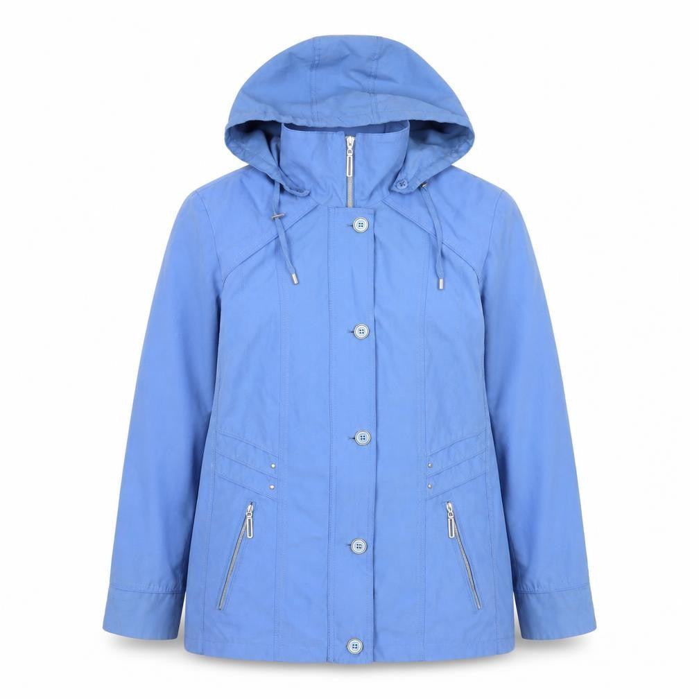 Cotswold Collections Women's Blue Hooded Mid-Length Rain Jacket Size 14