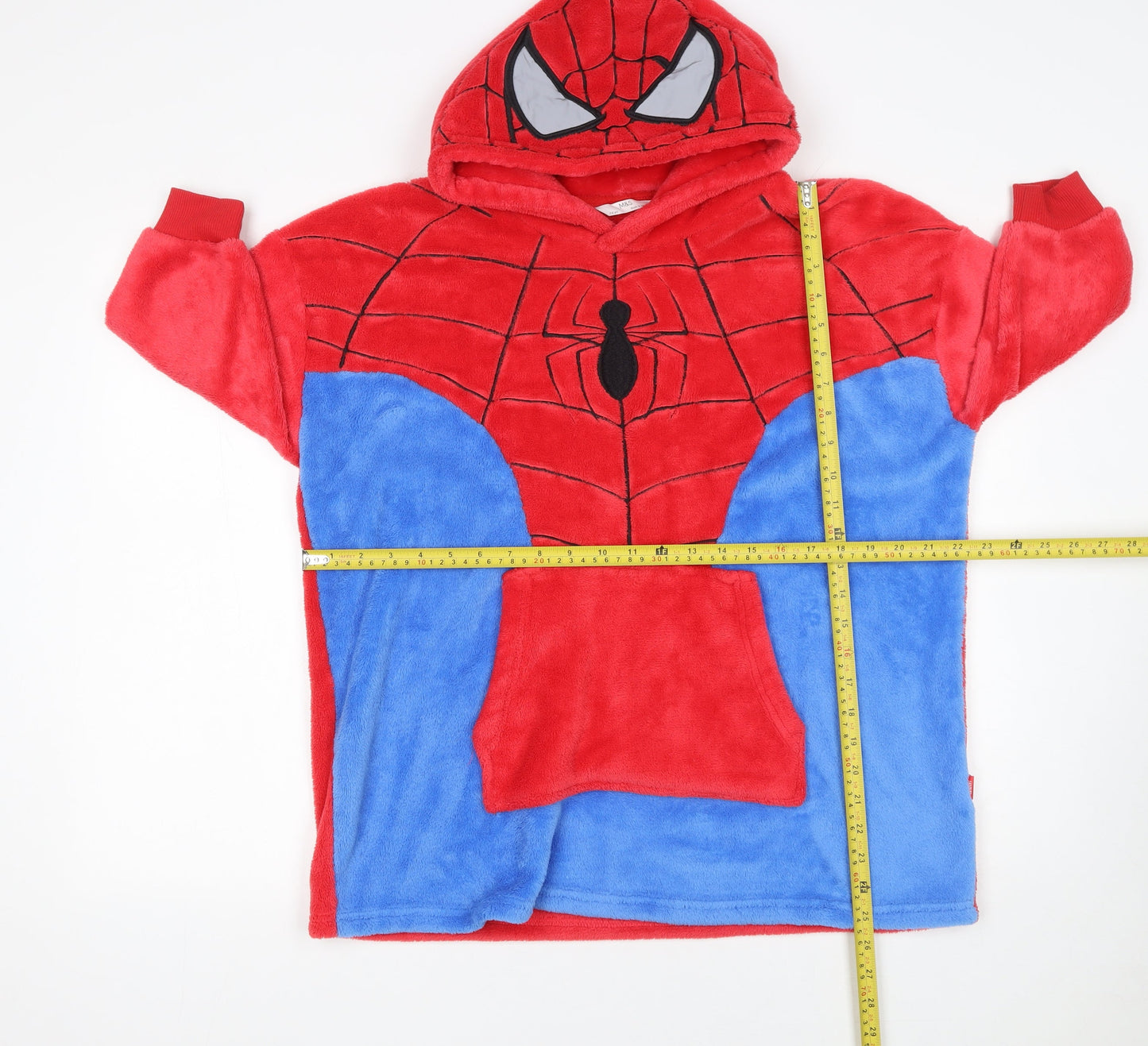 Marks and Spencer Boys Red Blue Spider-Man Fleece Hooded Robe 7-8 Years