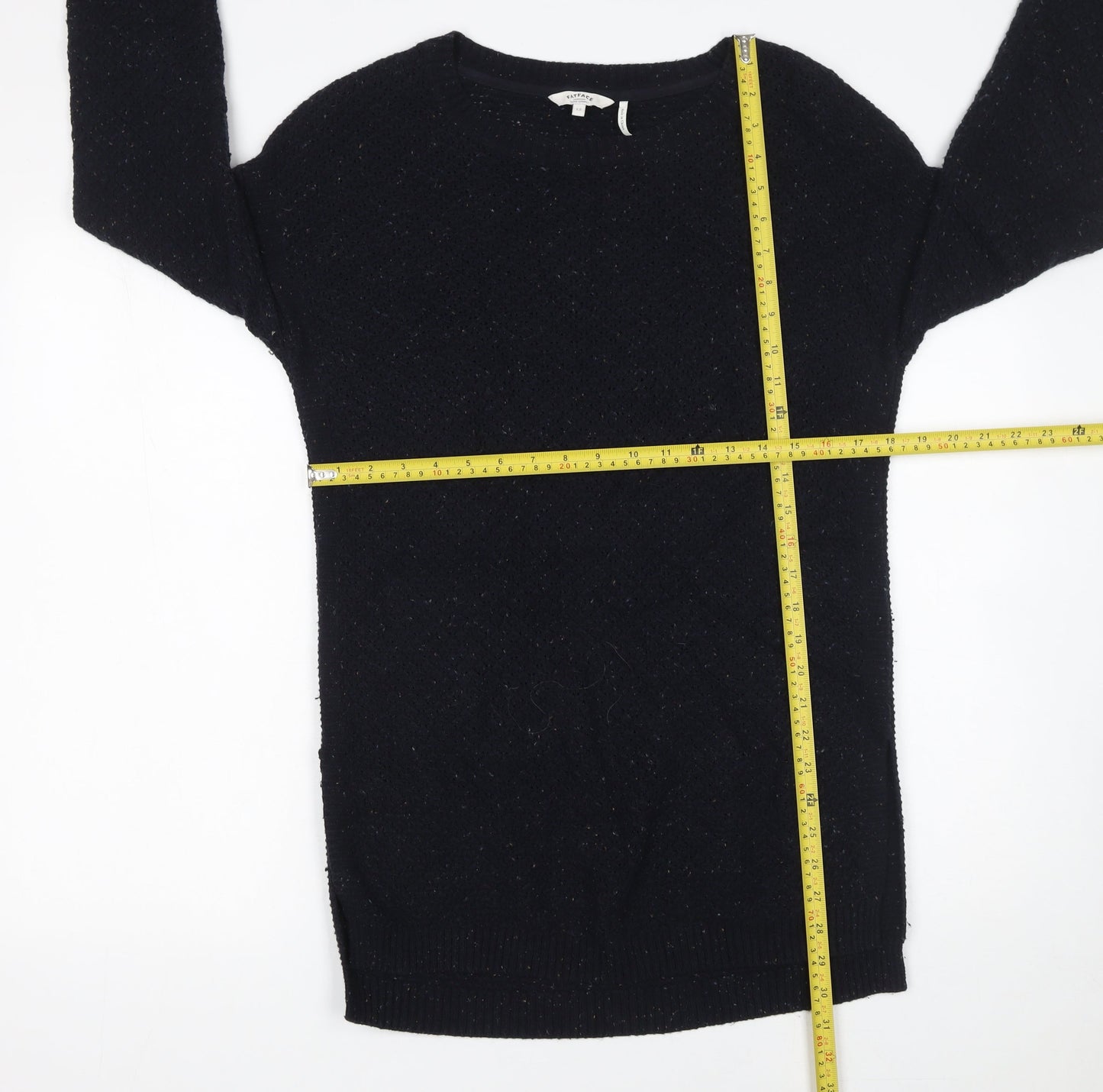 FatFace Womens Blue Crew Neck Long Sleeve Wool Blend Pullover Jumper Size 12