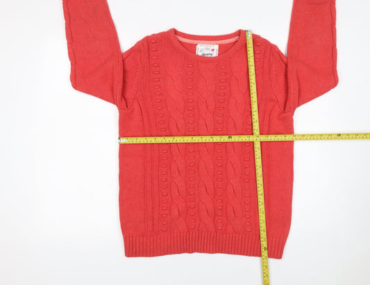 Mantaray Women’s Red Cable Knit Cotton Blend Jumper Size 14