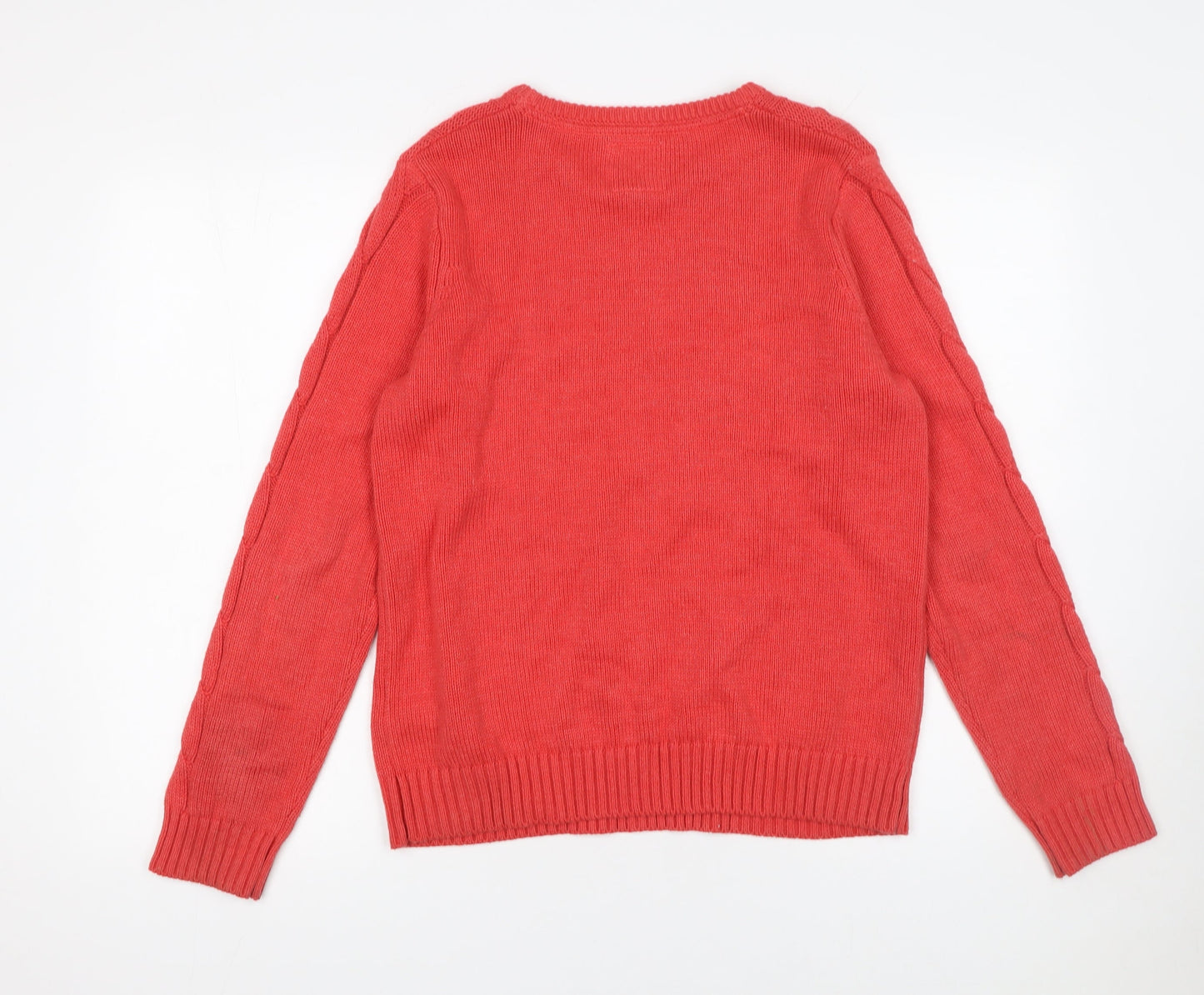 Mantaray Women’s Red Cable Knit Cotton Blend Jumper Size 14