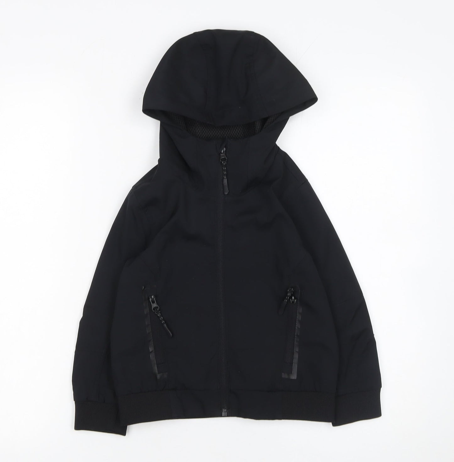 Bluezoo Boys Black Hooded Windbreaker Jacket Size 4-5 Years