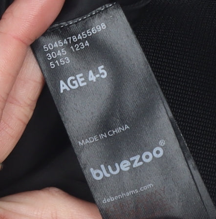 Bluezoo Boys Black Hooded Windbreaker Jacket Size 4-5 Years