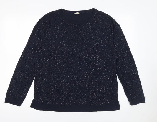 Hush Women's Blue Polka Dot Long Sleeve Jersey T-Shirt Size S
