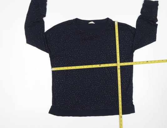 Hush Women's Blue Polka Dot Long Sleeve Jersey T-Shirt Size S