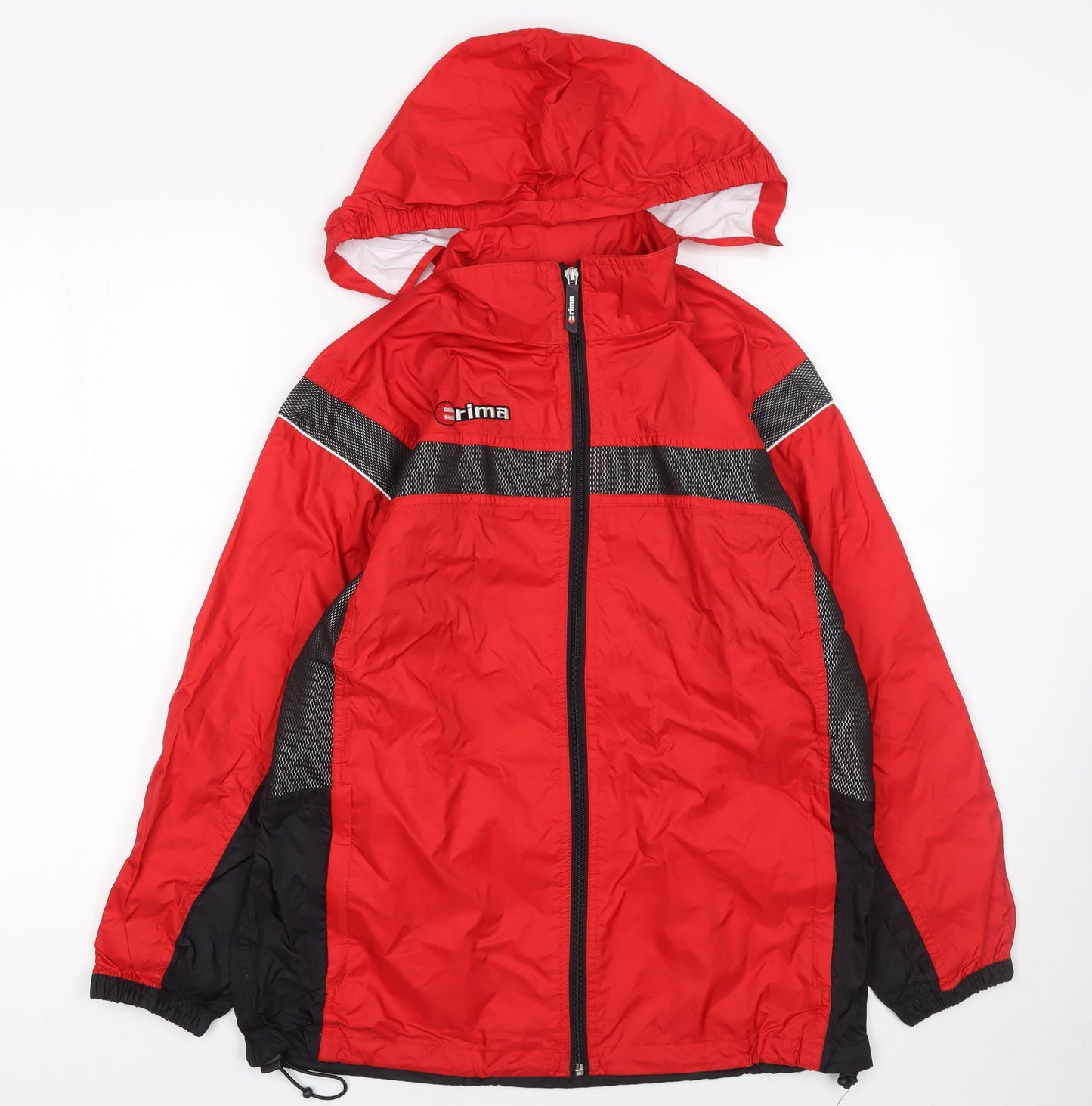 Erima Boys Red Black Windbreaker Hooded Jacket 11-12 Years