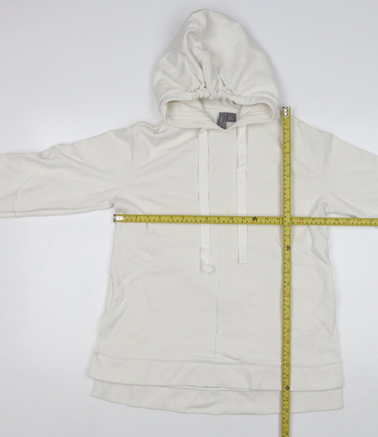 Sweaty Betty Womens Ivory Hoodie XXS Pullover Cotton Blend