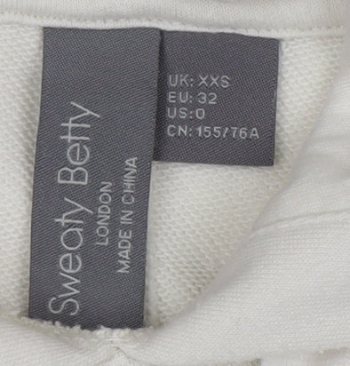 Sweaty Betty Womens Ivory Hoodie XXS Pullover Cotton Blend