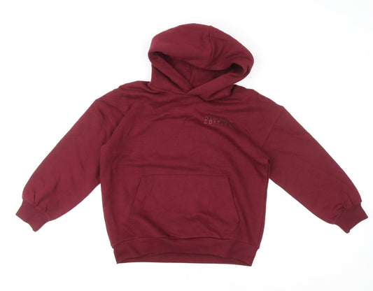 Marks and Spencer Boys Burgundy Pullover Hoodie 9-10 Years Cotton Blend