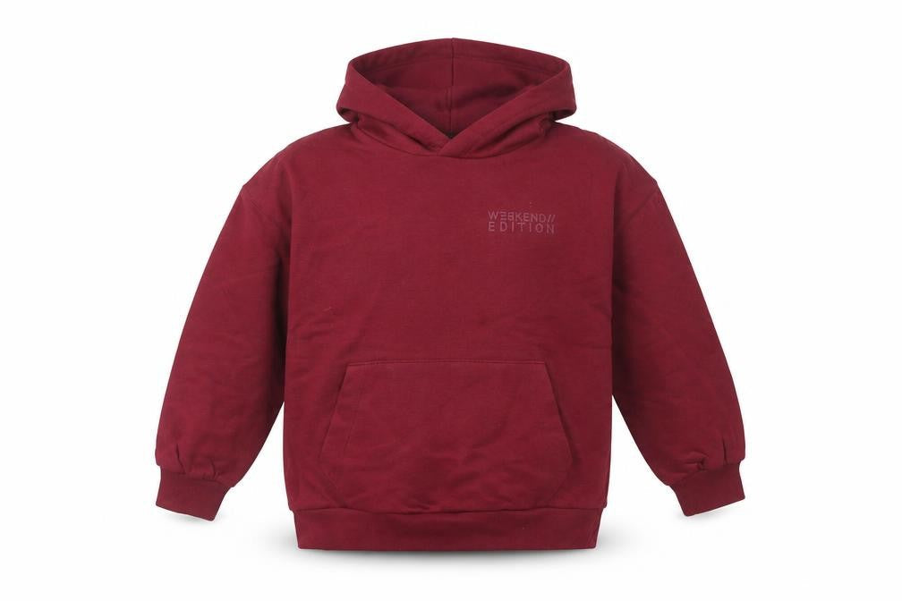 Marks & Spencer Boys Burgundy Pullover Hoodie 9-10 Years Cotton Blend