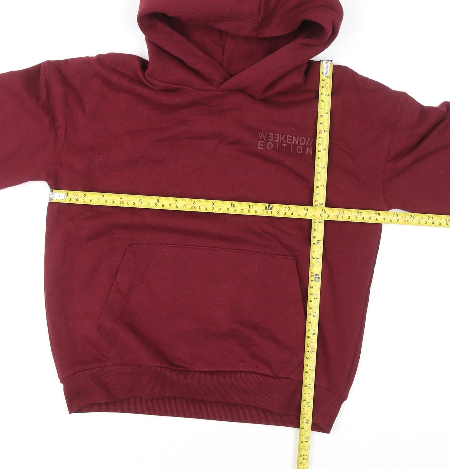Marks and Spencer Boys Burgundy Pullover Hoodie 9-10 Years Cotton Blend