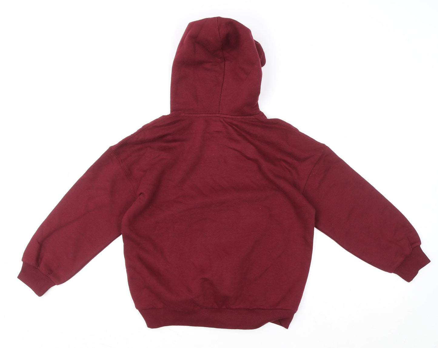 Marks and Spencer Boys Burgundy Pullover Hoodie 9-10 Years Cotton Blend